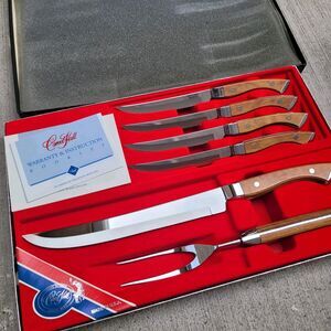 Vtg Carvel Hall Fine Cutlery Briddell 6-piece Carving Set Pitchfork Steak Knives